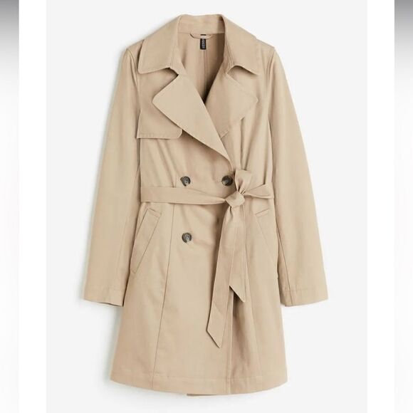 H&M Divided Cotton Trench Coat Tan Color - Picture 2 of 14